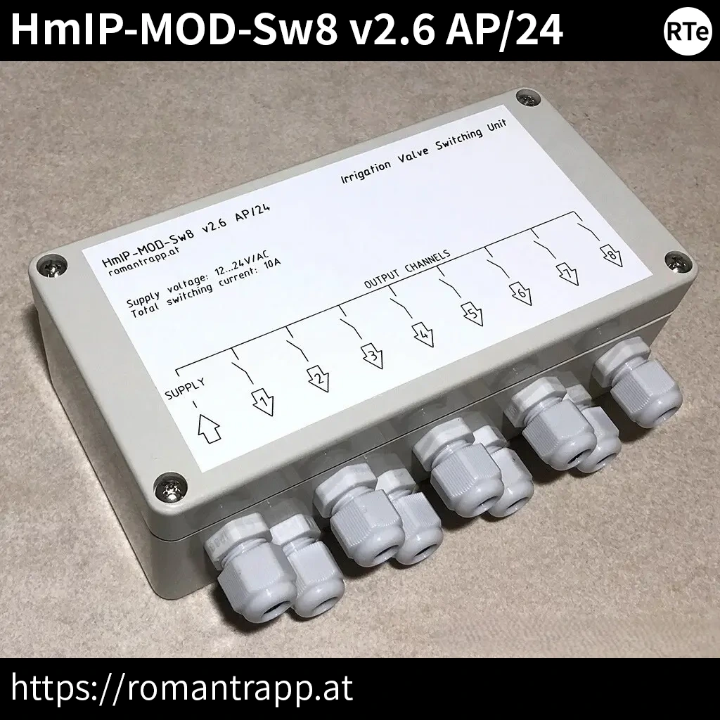 Schaltaktor Homematic 8-fach für 24V im IP65 Gehäuse für Gartenbewässerung